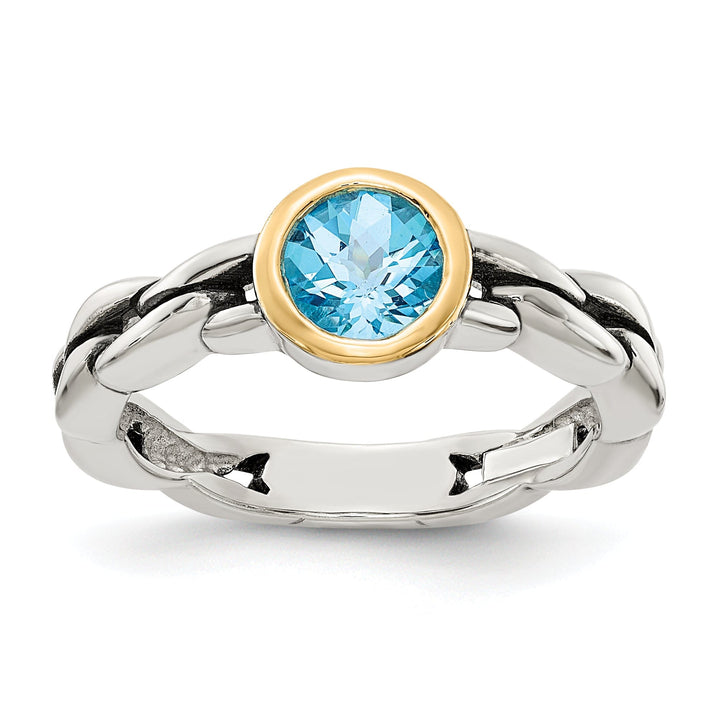 Sterling Silver Gold Sky Blue Topaz Ring