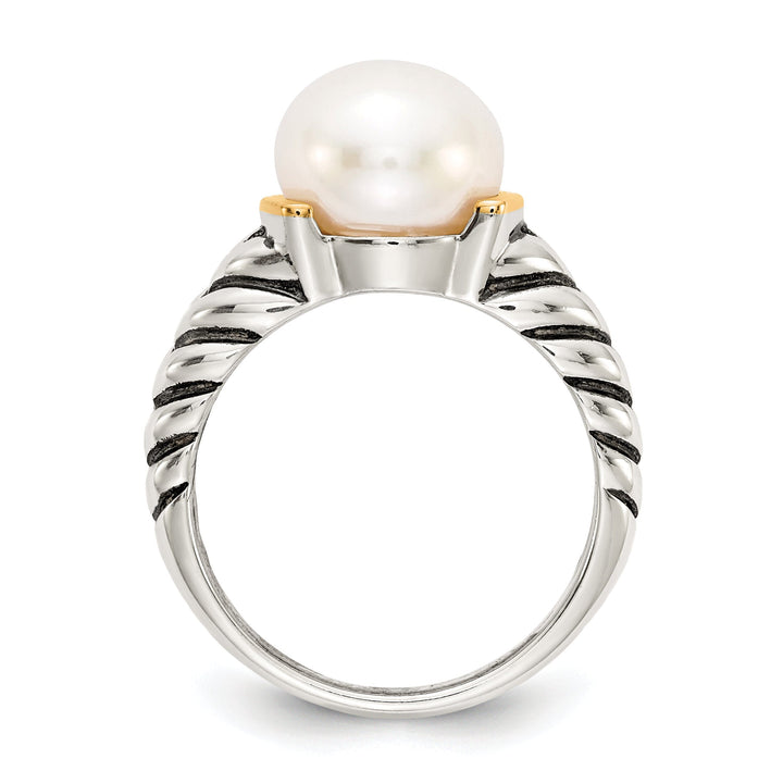 Sterling Silver Gold Pearl Ring