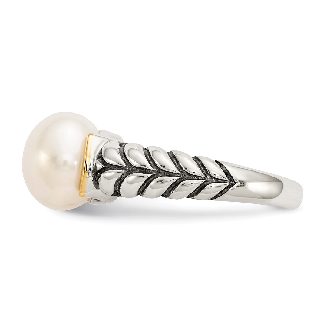 Sterling Silver Gold Pearl Ring