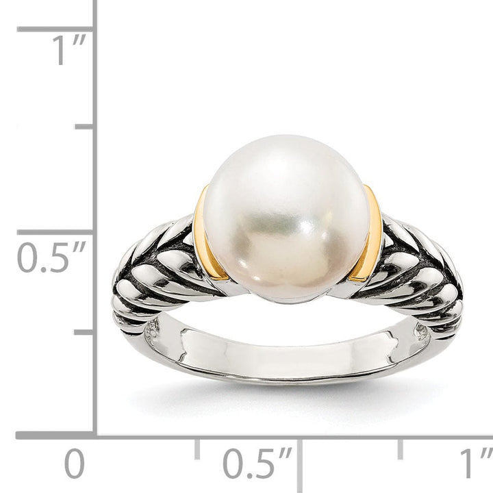 Sterling Silver Gold Pearl Ring