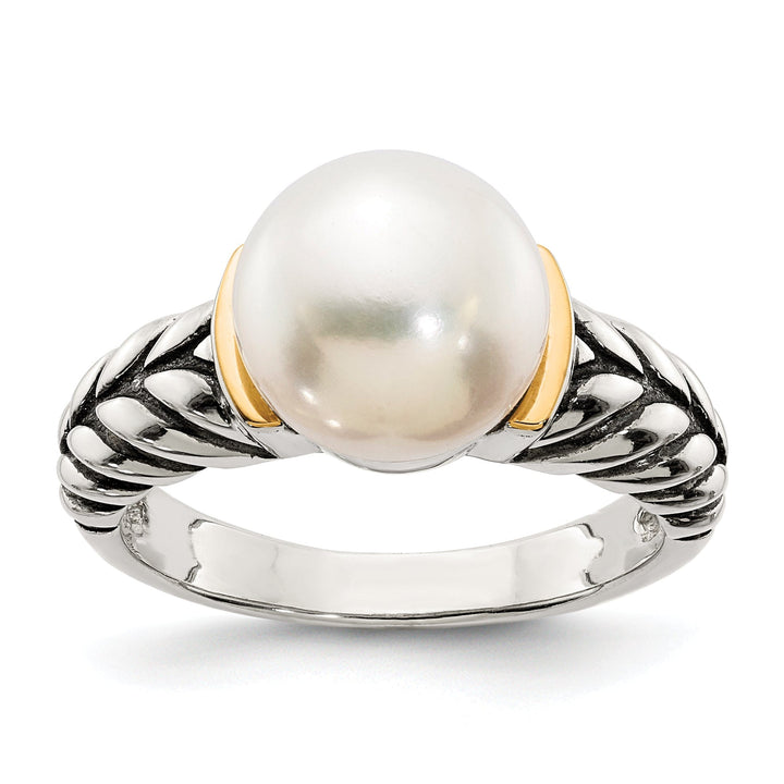 Sterling Silver Gold Pearl Ring