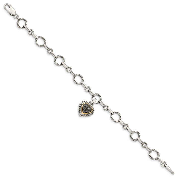 Sterling Silver Gold Black Heart 8 Bracelet