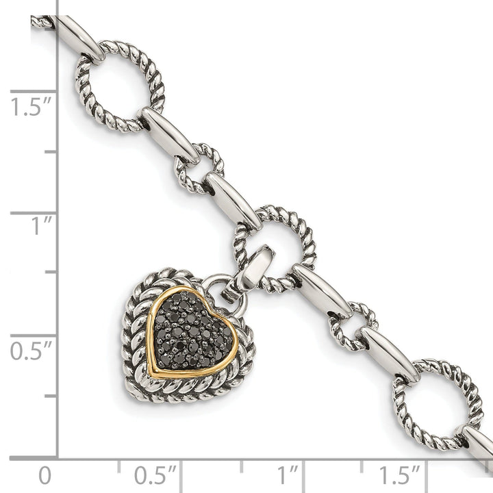 Sterling Silver Gold Black Heart 8 Bracelet