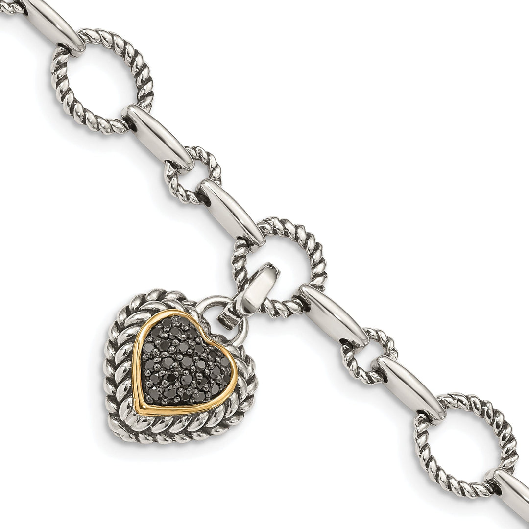 Sterling Silver Gold Black Heart 8 Bracelet