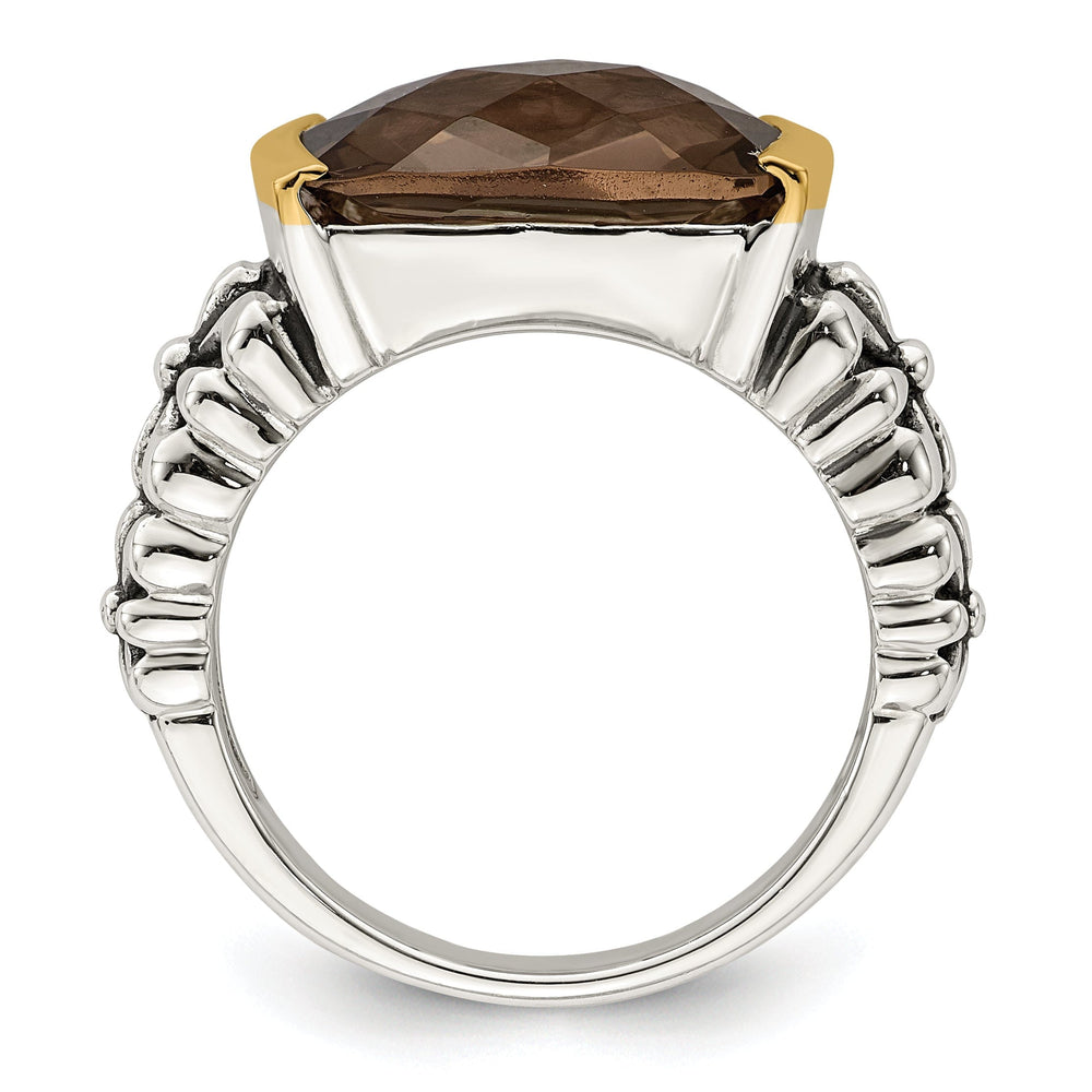 Sterling Silver Gold Smokey Quartz Ring