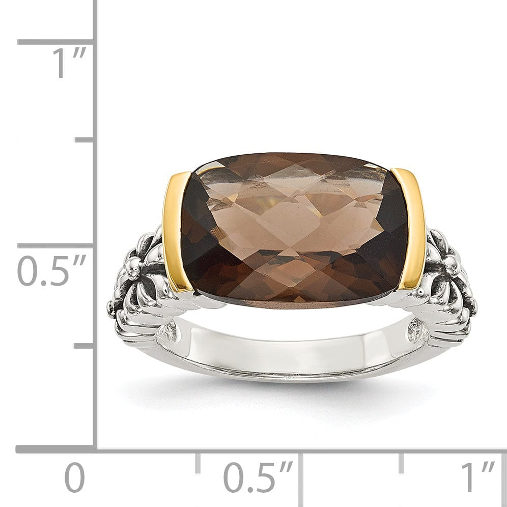 Sterling Silver Gold Smokey Quartz Ring