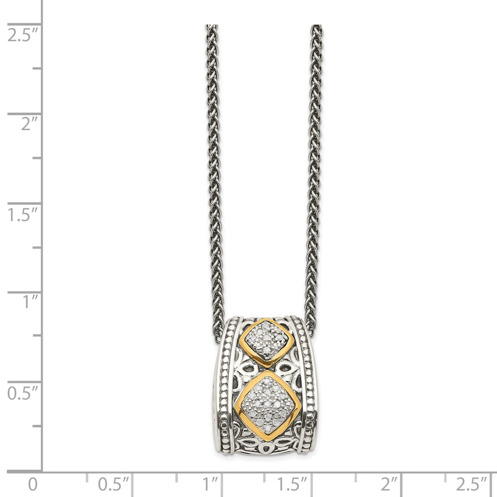 Sterling Silver Gold Diamond Pendant Necklace