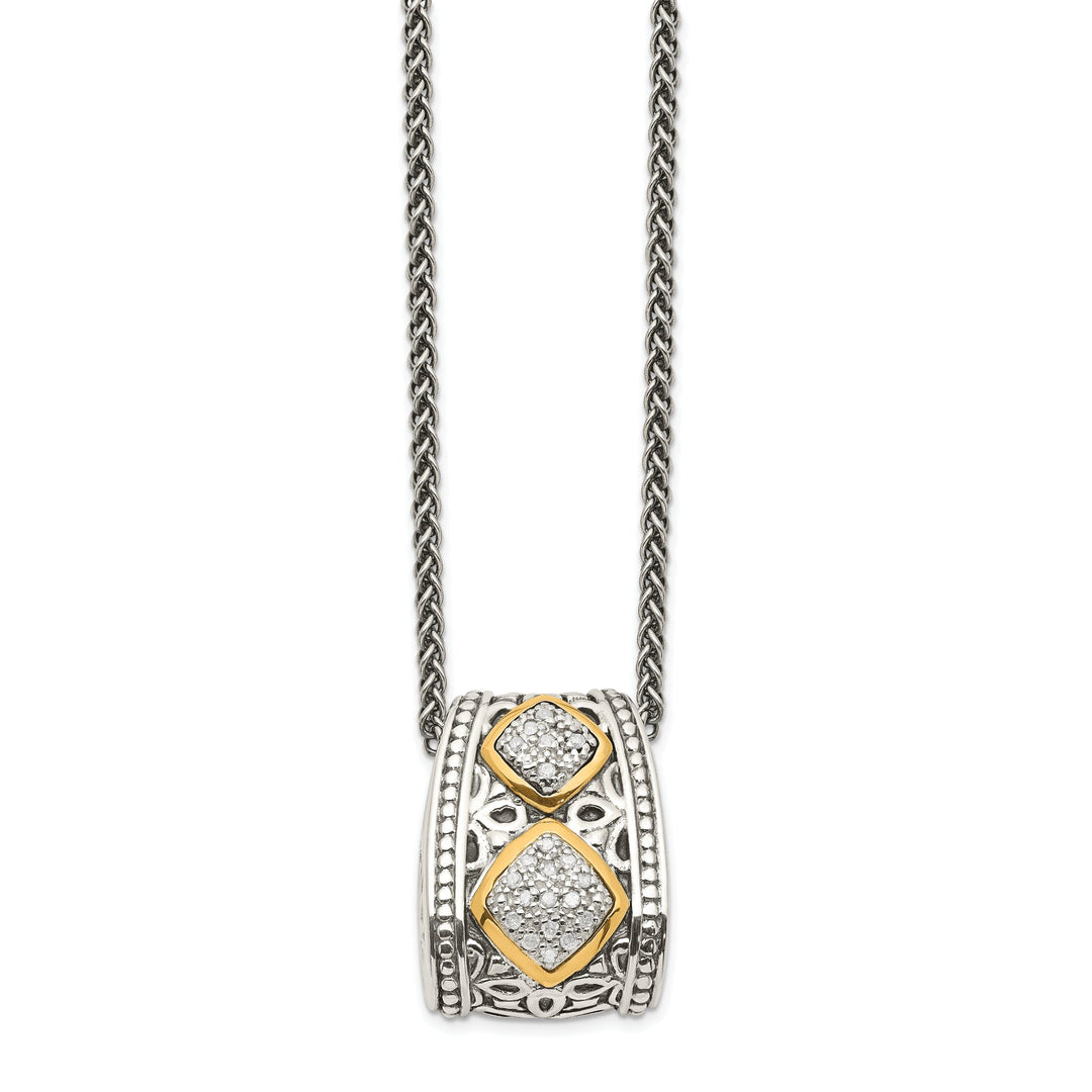 Sterling Silver Gold Diamond Pendant Necklace