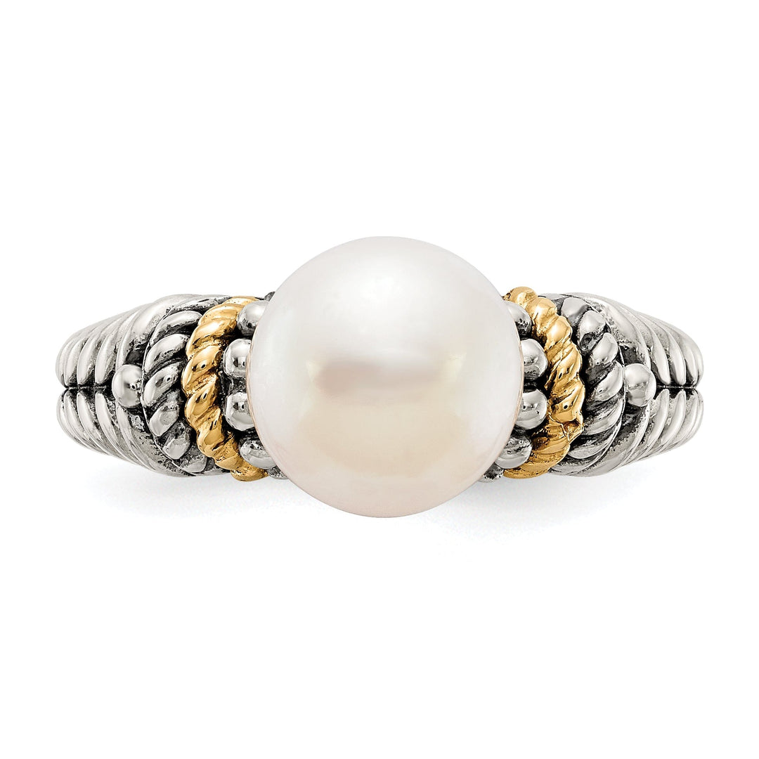 Sterling Silver Gold Pearl Ring