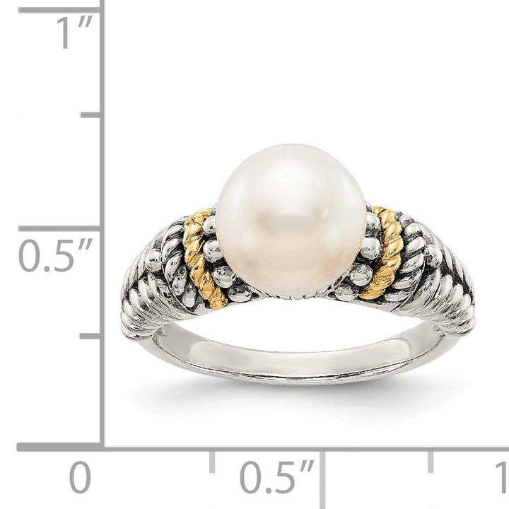 Sterling Silver Gold Pearl Ring