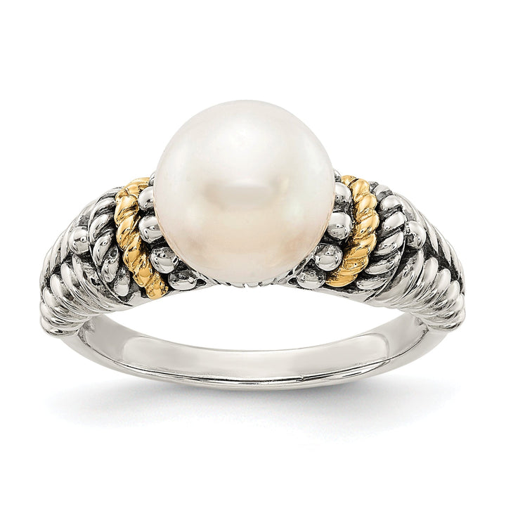 Sterling Silver Gold Pearl Ring