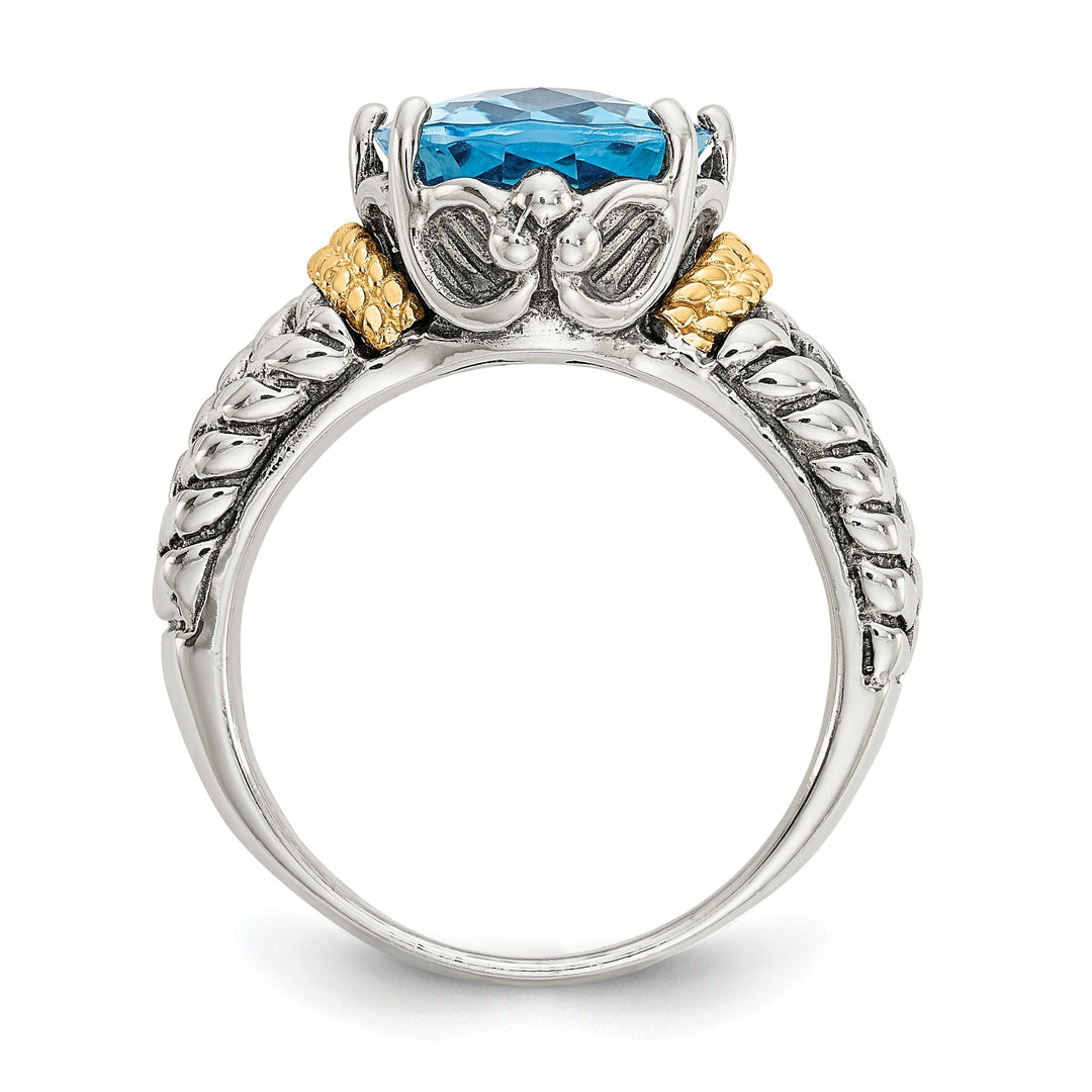 Sterling Silver Gold Swiss Blue Topaz Ring