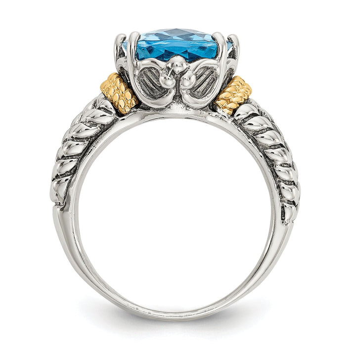 Sterling Silver Gold Swiss Blue Topaz Ring