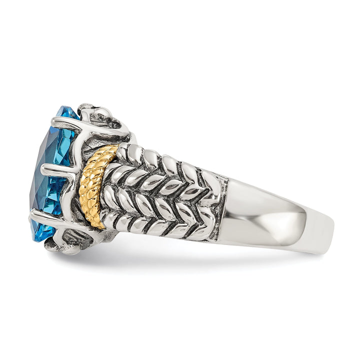 Sterling Silver Gold Swiss Blue Topaz Ring