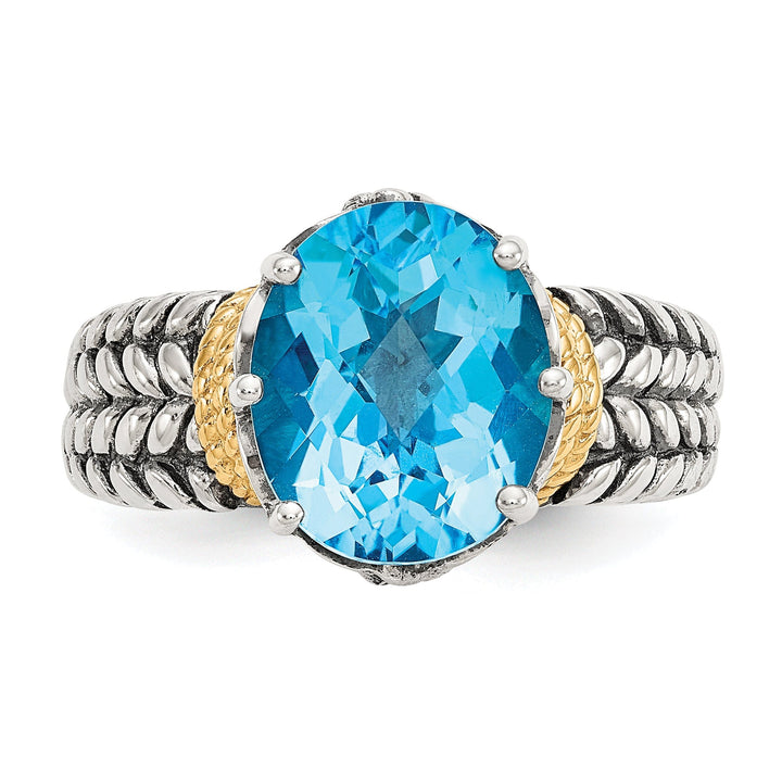 Sterling Silver Gold Swiss Blue Topaz Ring