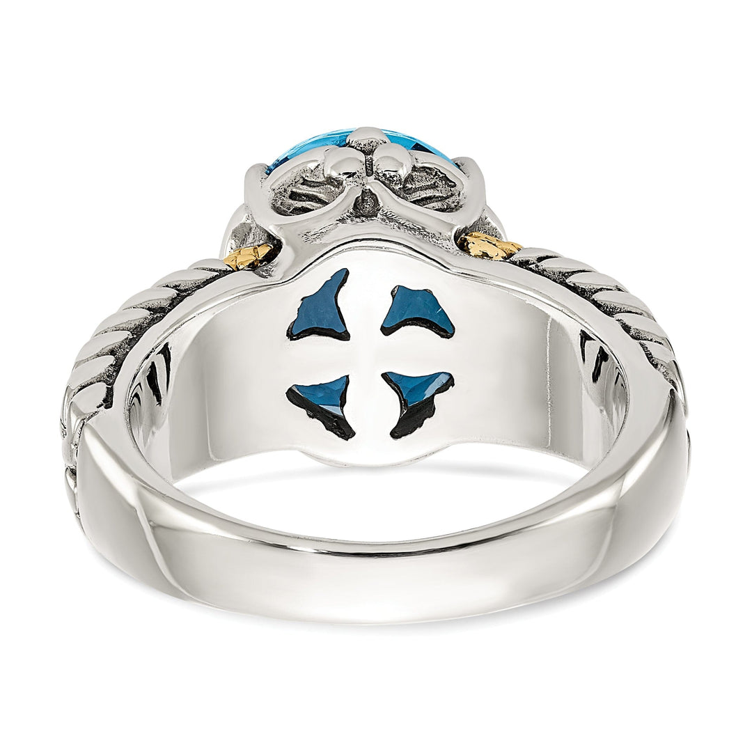 Sterling Silver Gold Swiss Blue Topaz Ring