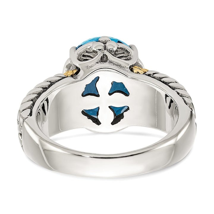 Sterling Silver Gold Swiss Blue Topaz Ring