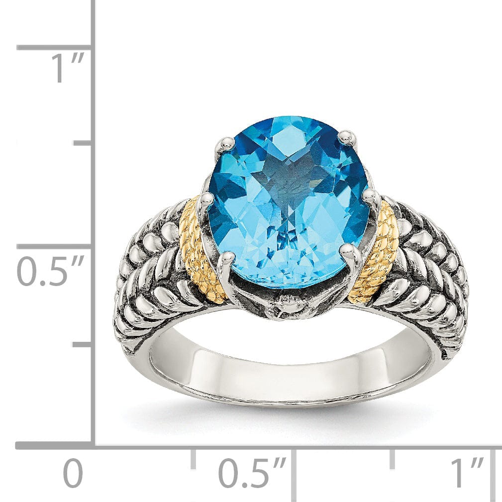 Sterling Silver Gold Swiss Blue Topaz Ring