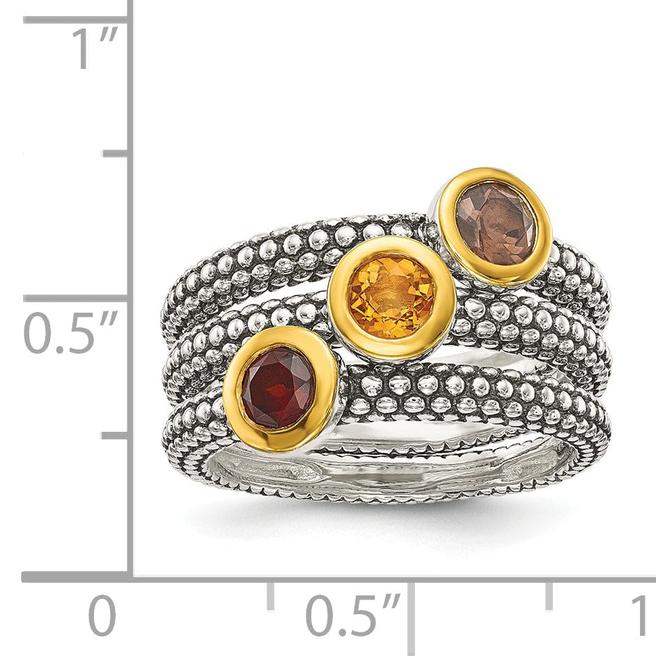 Sterling Silver Gold-plated Gemstone Rings