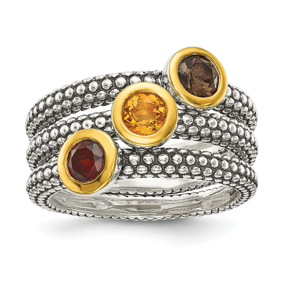 Sterling Silver Gold-plated Gemstone Rings