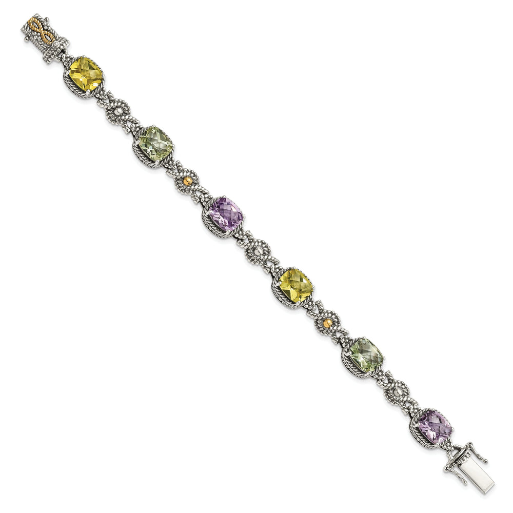 Sterling Silver Gold Multi Gemstone Bracelet