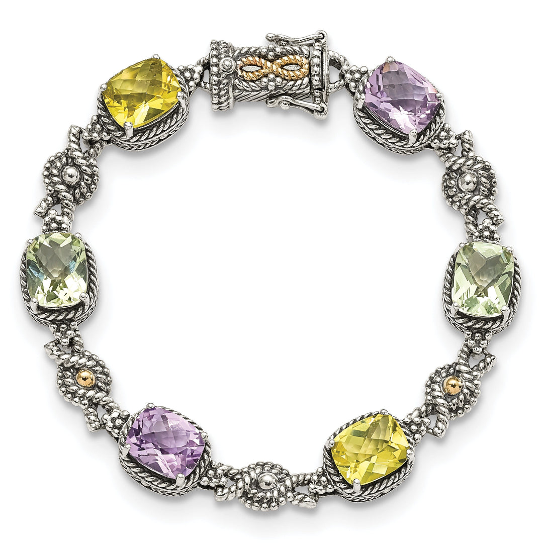 Sterling Silver Gold Multi Gemstone Bracelet