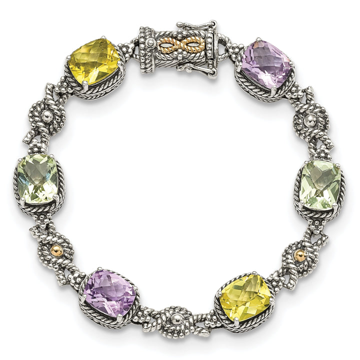 Sterling Silver Gold Multi Gemstone Bracelet