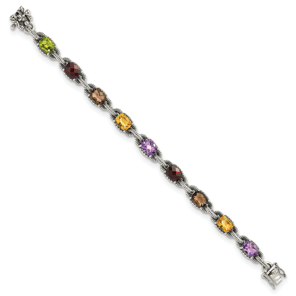 Sterling Silver Multi Gemstone 7.25 Bracelet