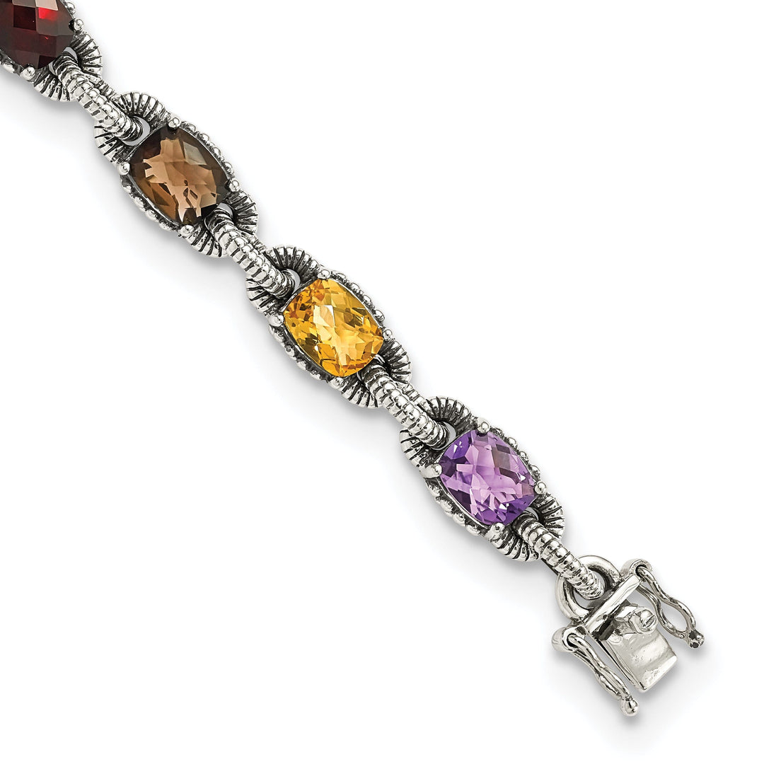 Sterling Silver Multi Gemstone 7.25 Bracelet