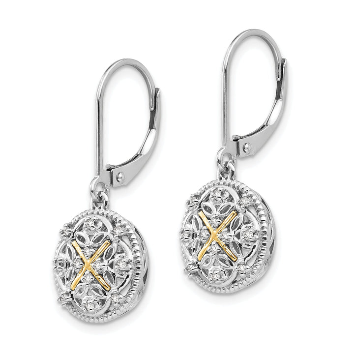 Sterling Silver Gold Diamond Vintage Earrings