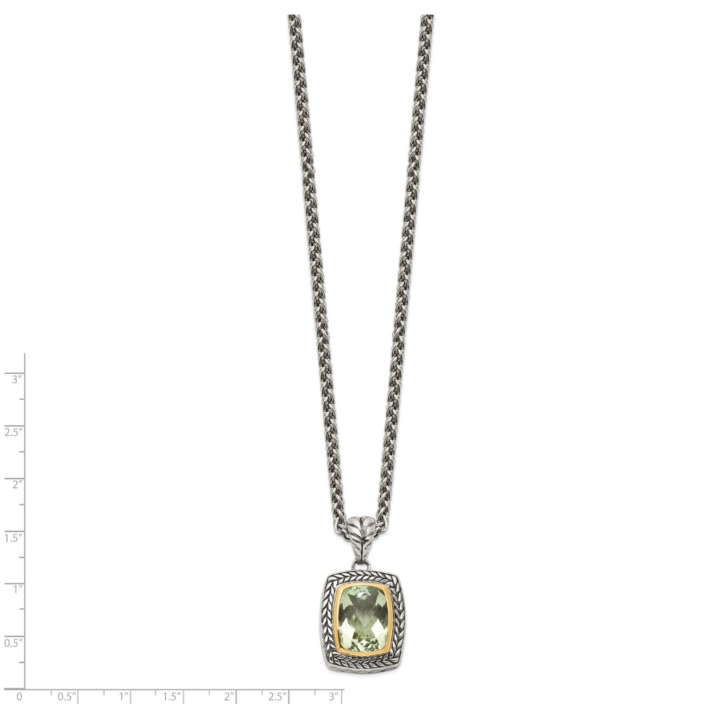 Sterling Silver Gold Green Amethyst Necklace