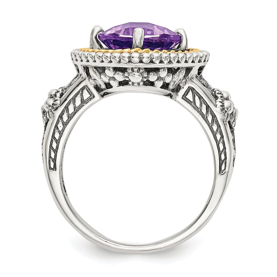 Sterling Silver Gold Amethyst Ring