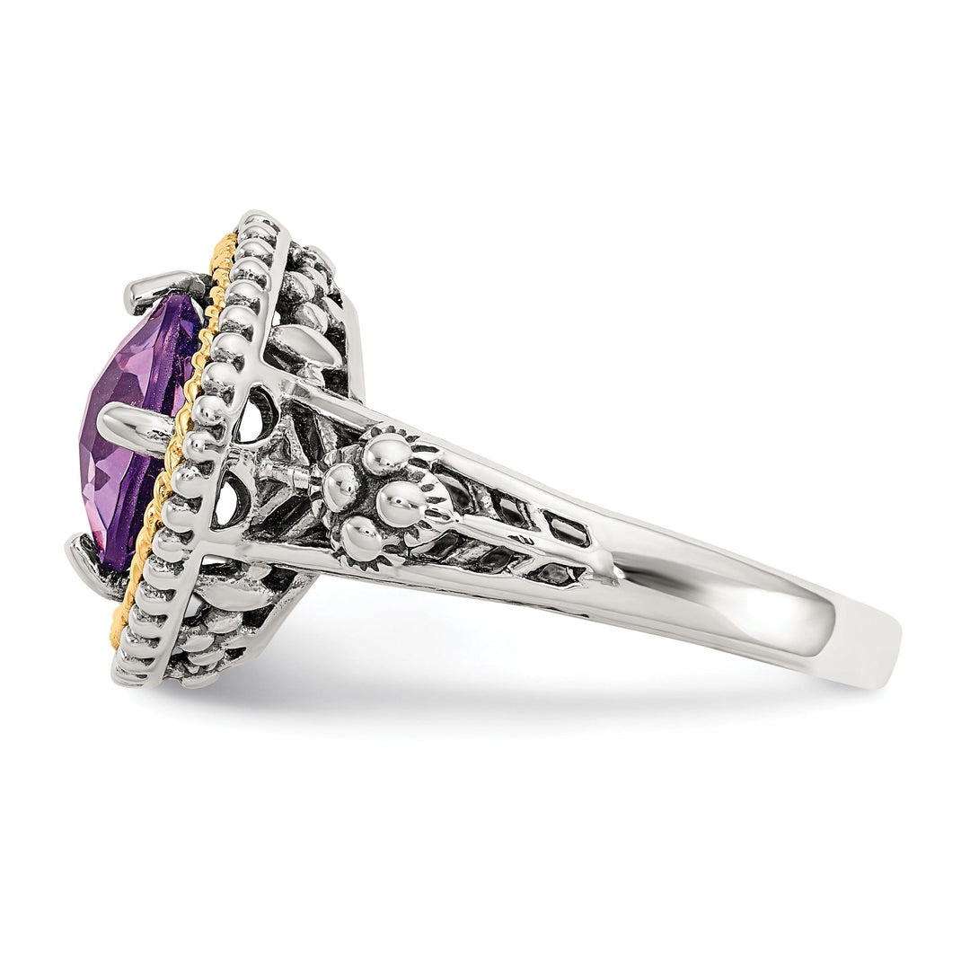 Sterling Silver Gold Amethyst Ring