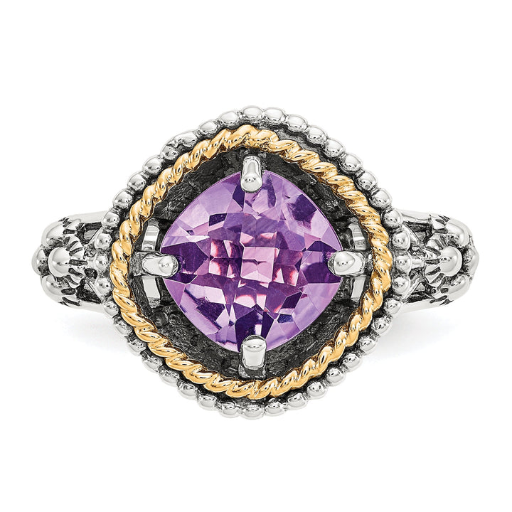 Sterling Silver Gold Amethyst Ring