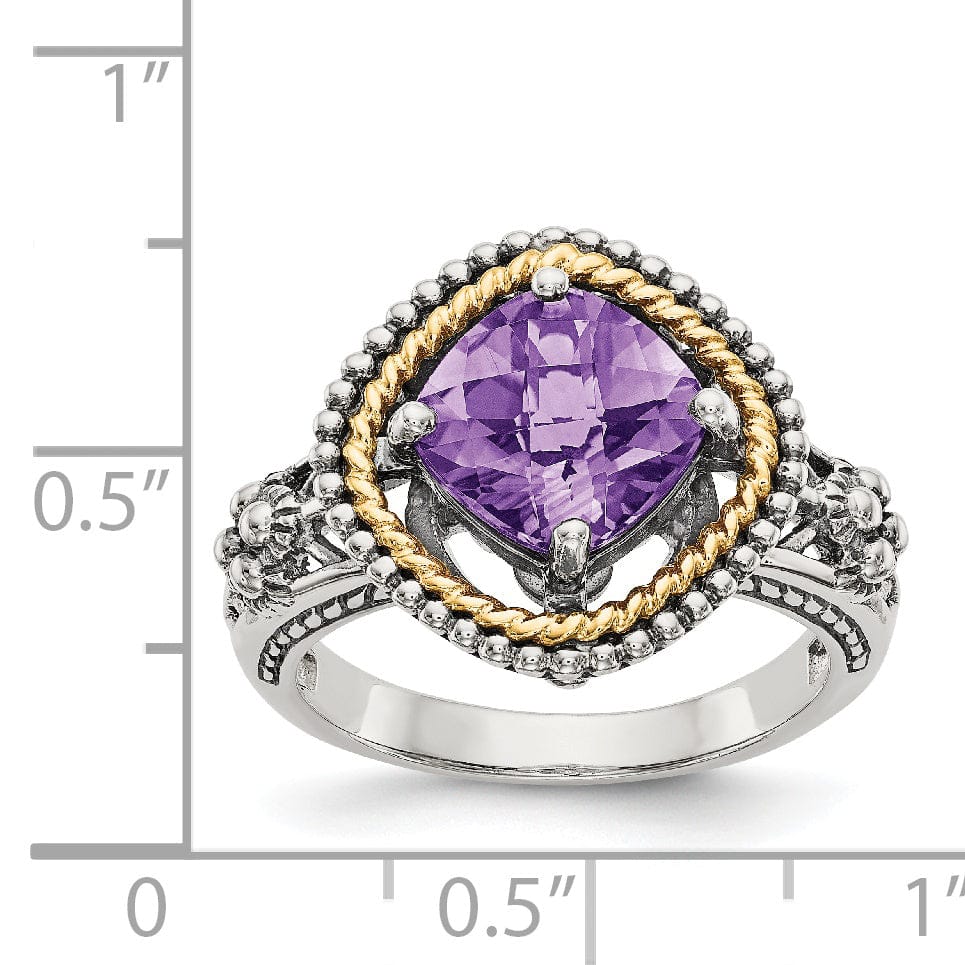 Sterling Silver Gold Amethyst Ring