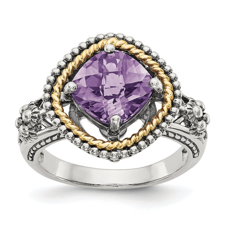 Sterling Silver Gold Amethyst Ring