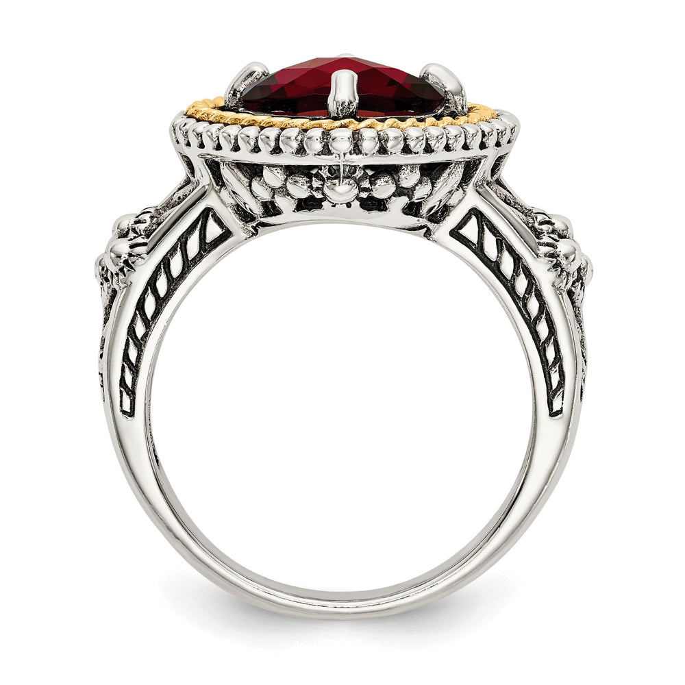 Sterling Silver Gold 2.38 Carat Garnet Ring