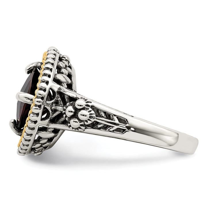 Sterling Silver Gold 2.38 Carat Garnet Ring