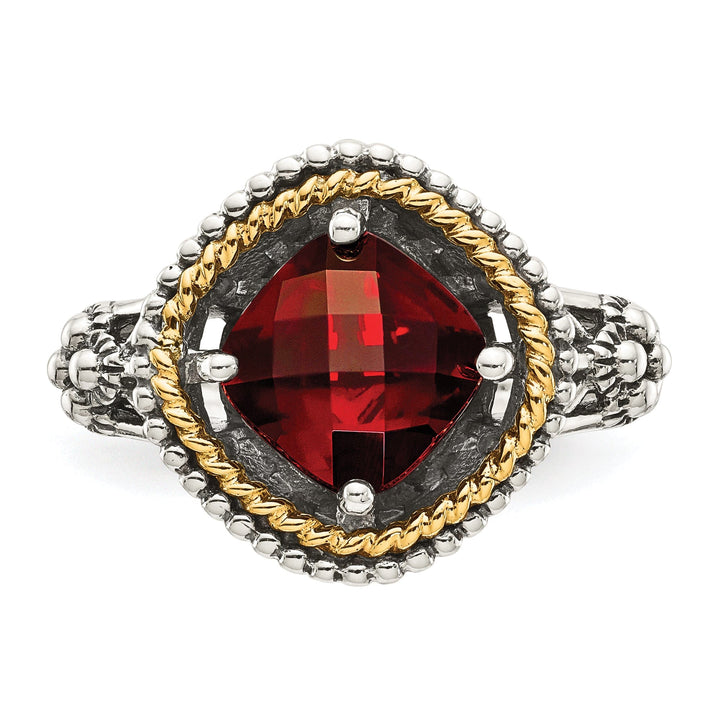 Sterling Silver Gold 2.38 Carat Garnet Ring