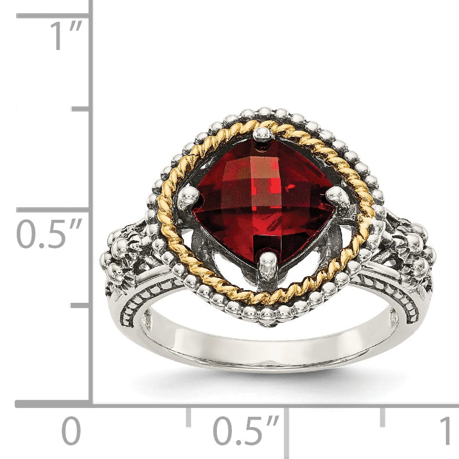 Sterling Silver Gold 2.38 Carat Garnet Ring