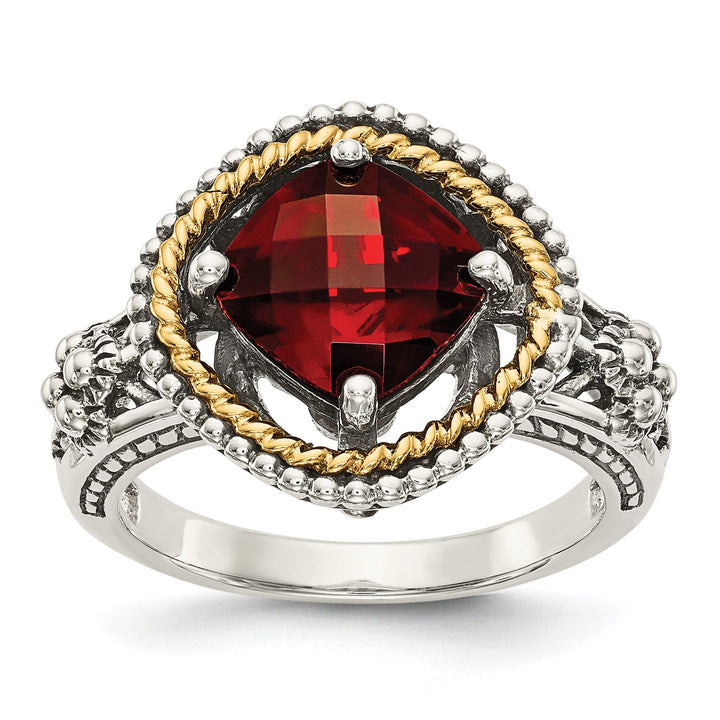 Sterling Silver Gold 2.38 Carat Garnet Ring