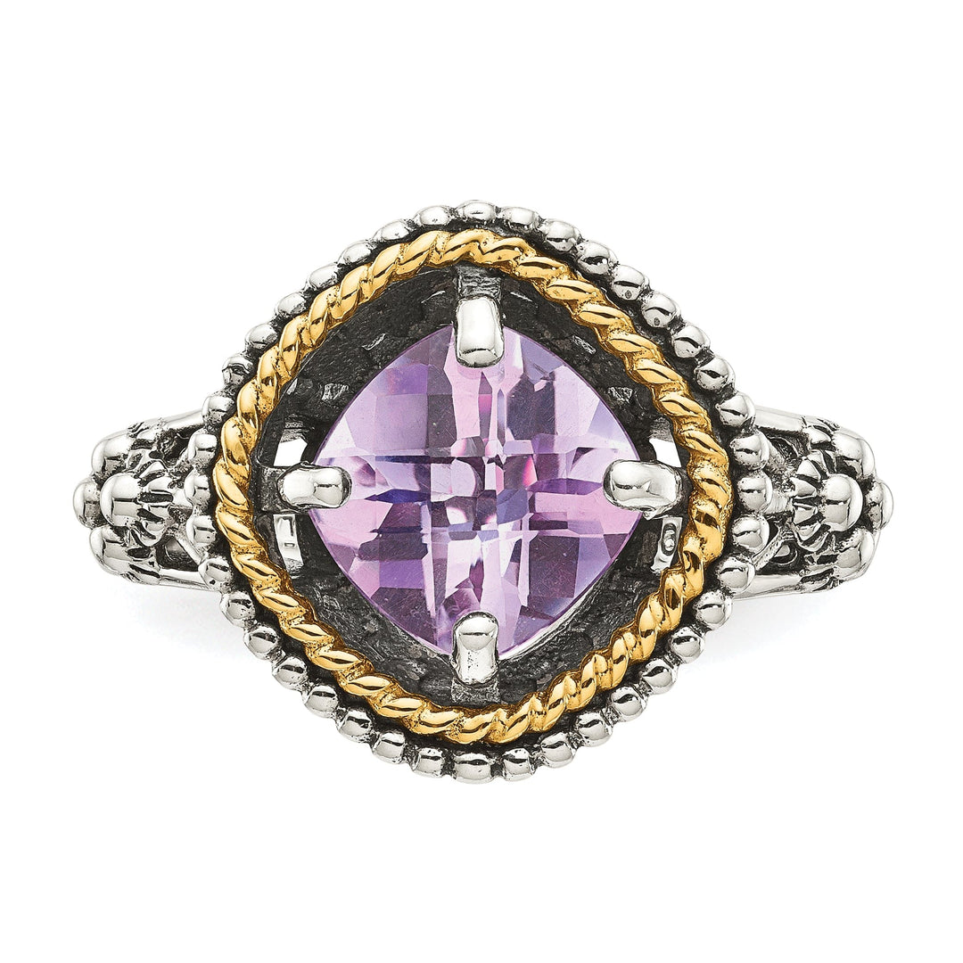 Sterling Silver Gold Pink Amethyst Ring