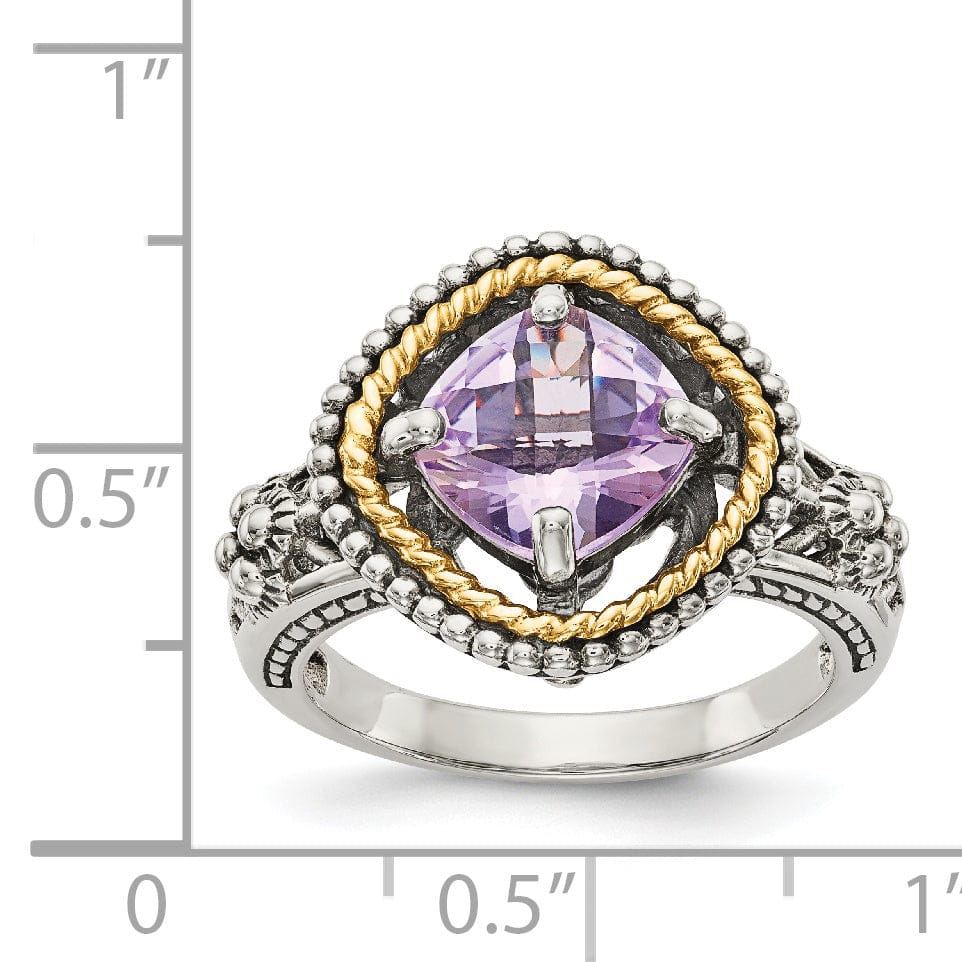 Sterling Silver Gold Pink Amethyst Ring