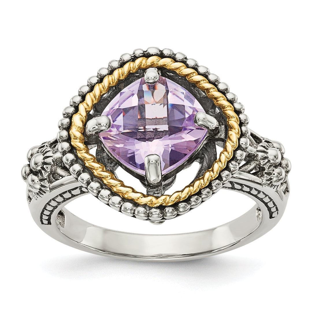 Sterling Silver Gold Pink Amethyst Ring