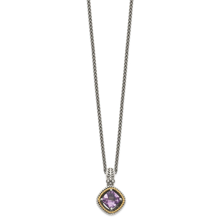 Sterling Silver Gold Amethyst 18 Necklace