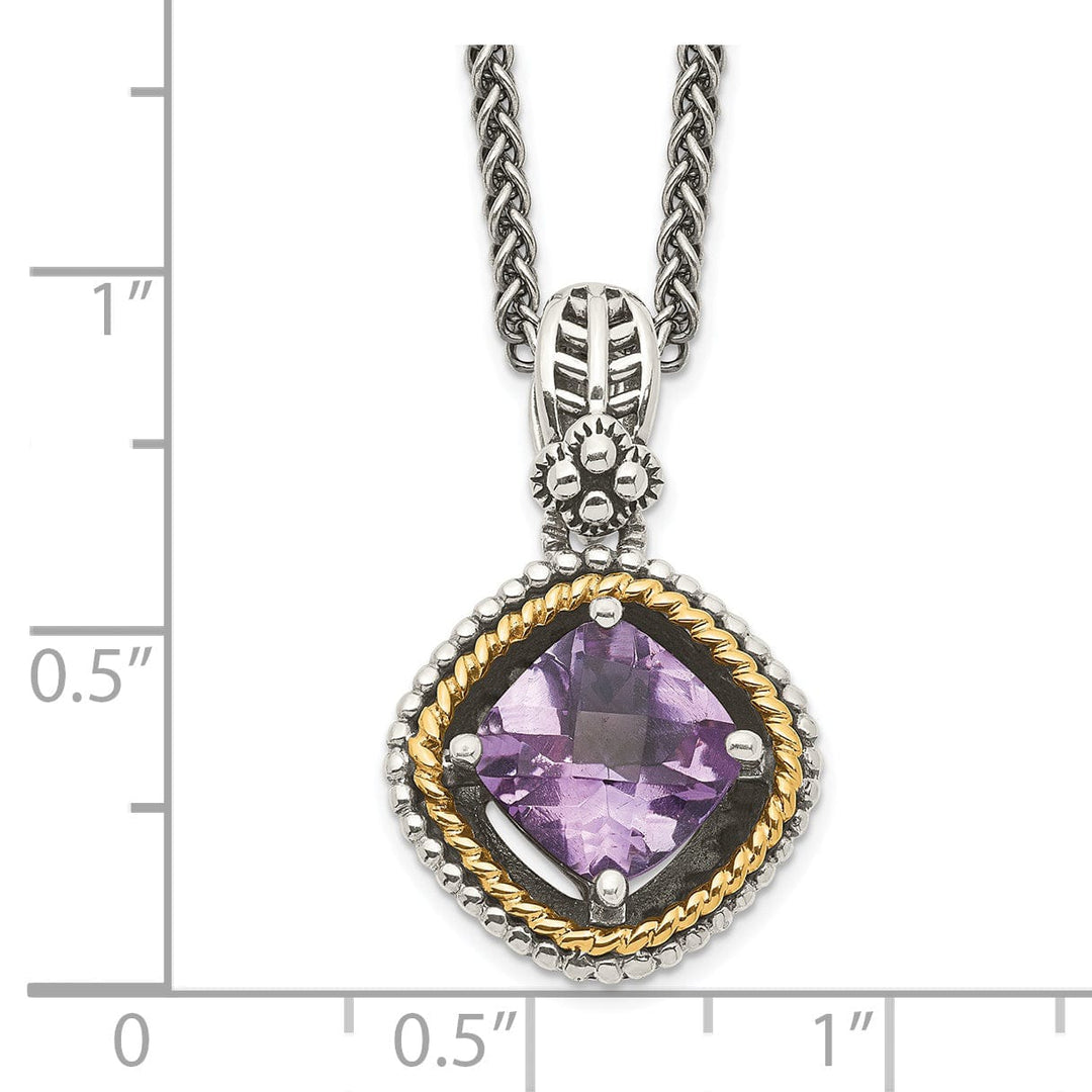 Sterling Silver Gold Amethyst 18 Necklace