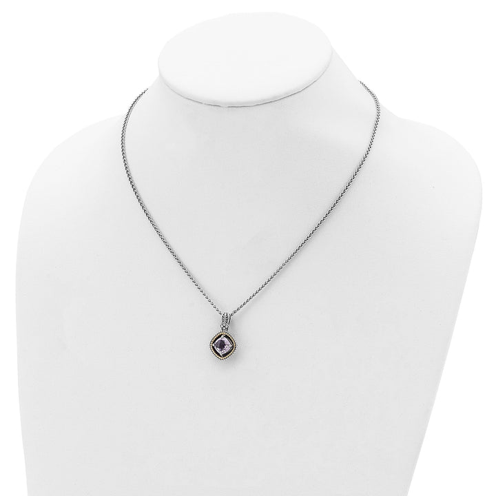 Sterling Silver Gold Pk Quartz 18 Necklace