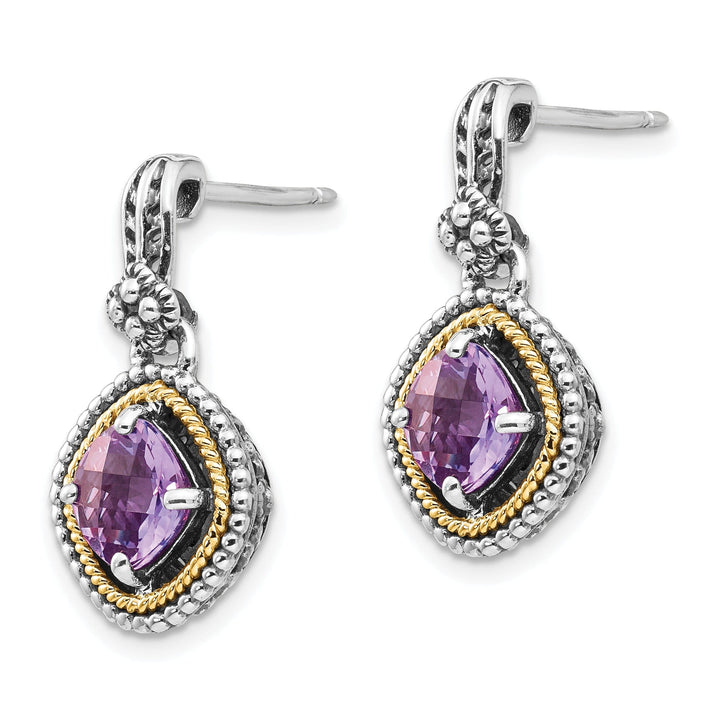 Sterling Silver Gold Amethyst Earrings