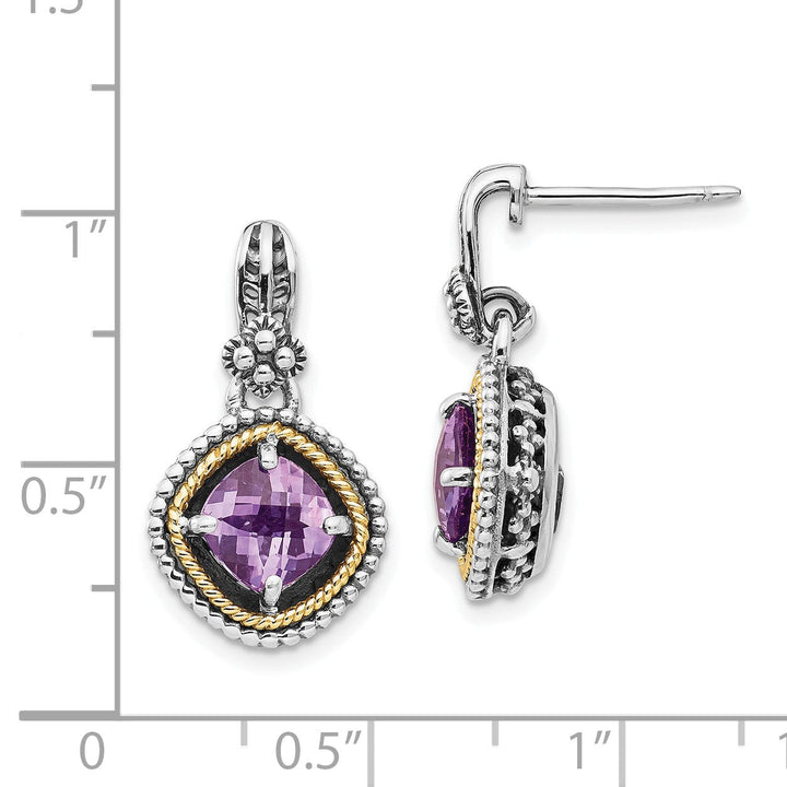 Sterling Silver Gold Amethyst Earrings