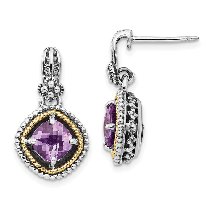 Sterling Silver Gold Amethyst Earrings